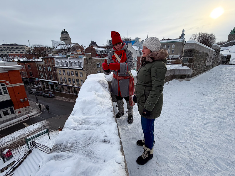 Lina Stock with guide in Old Quebec in winter