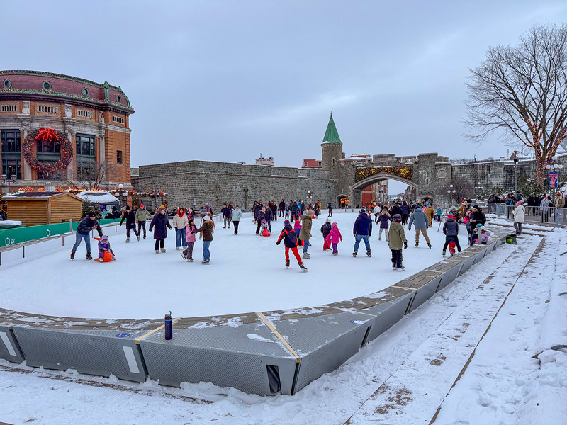 Ice skating at Place D'Youville in Quebec City