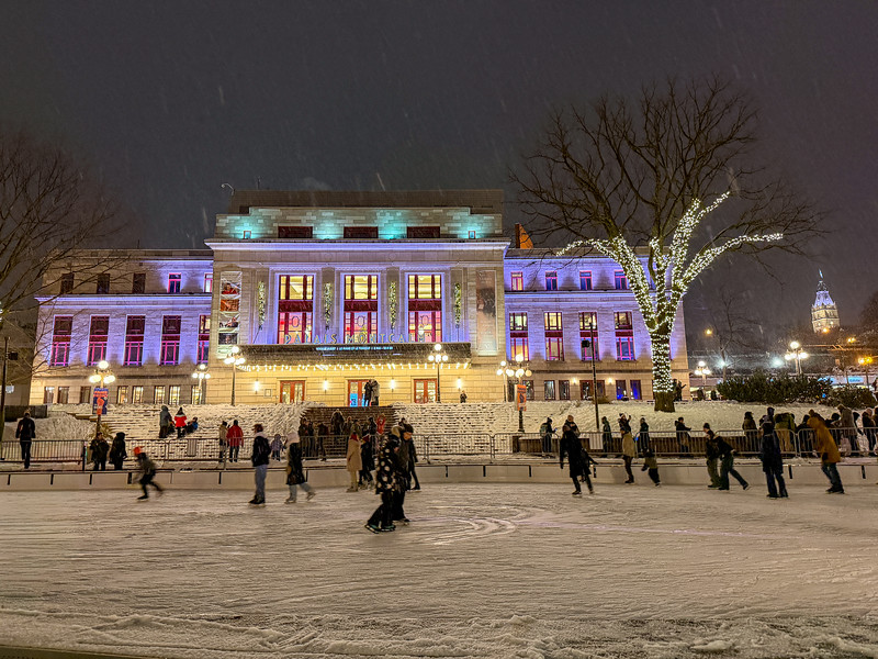 Ice Skating at Place D'Youville in Quebec City
