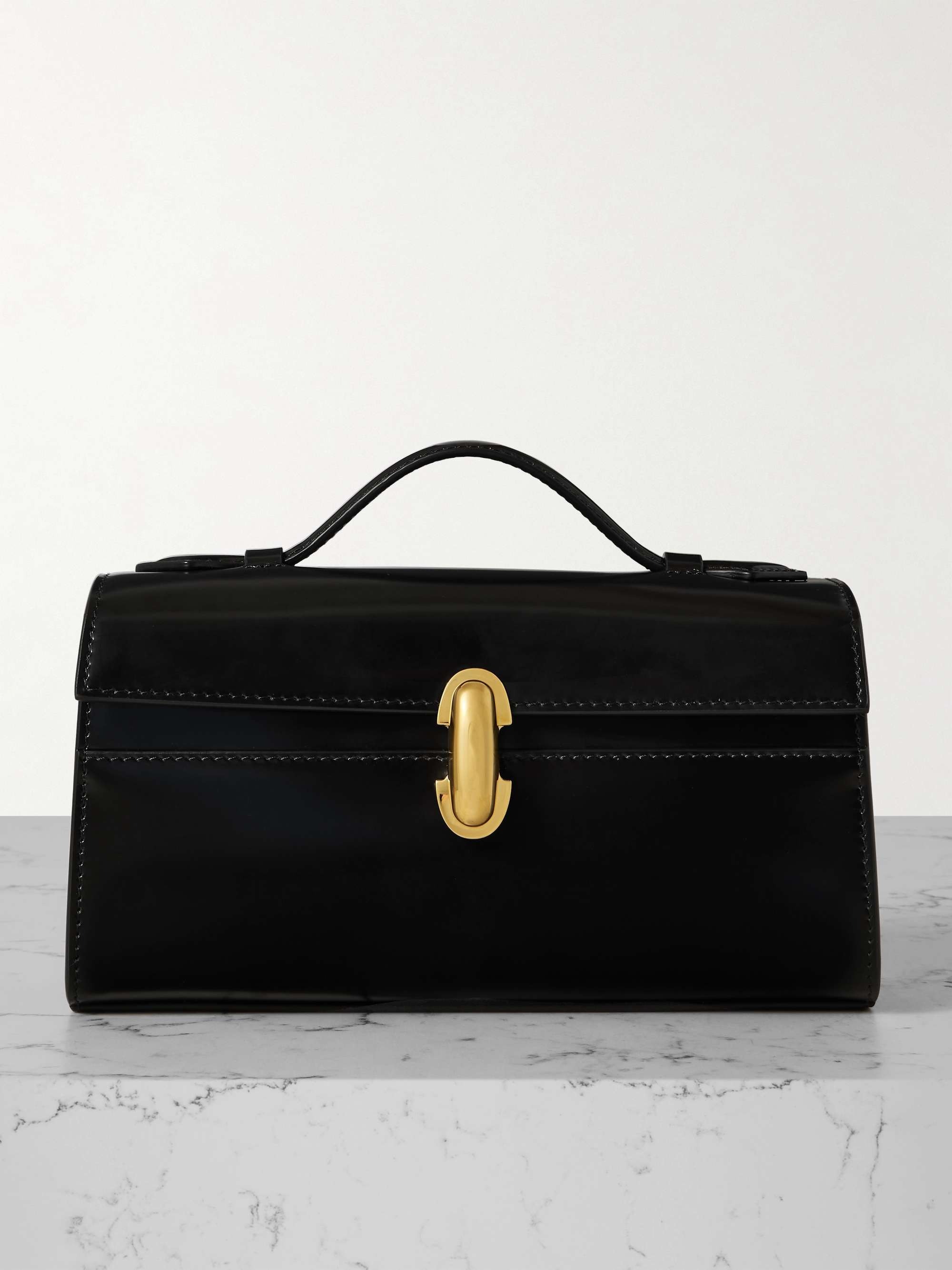 Tas Tote Kulit Mengkilap Pochette Simetri Savette