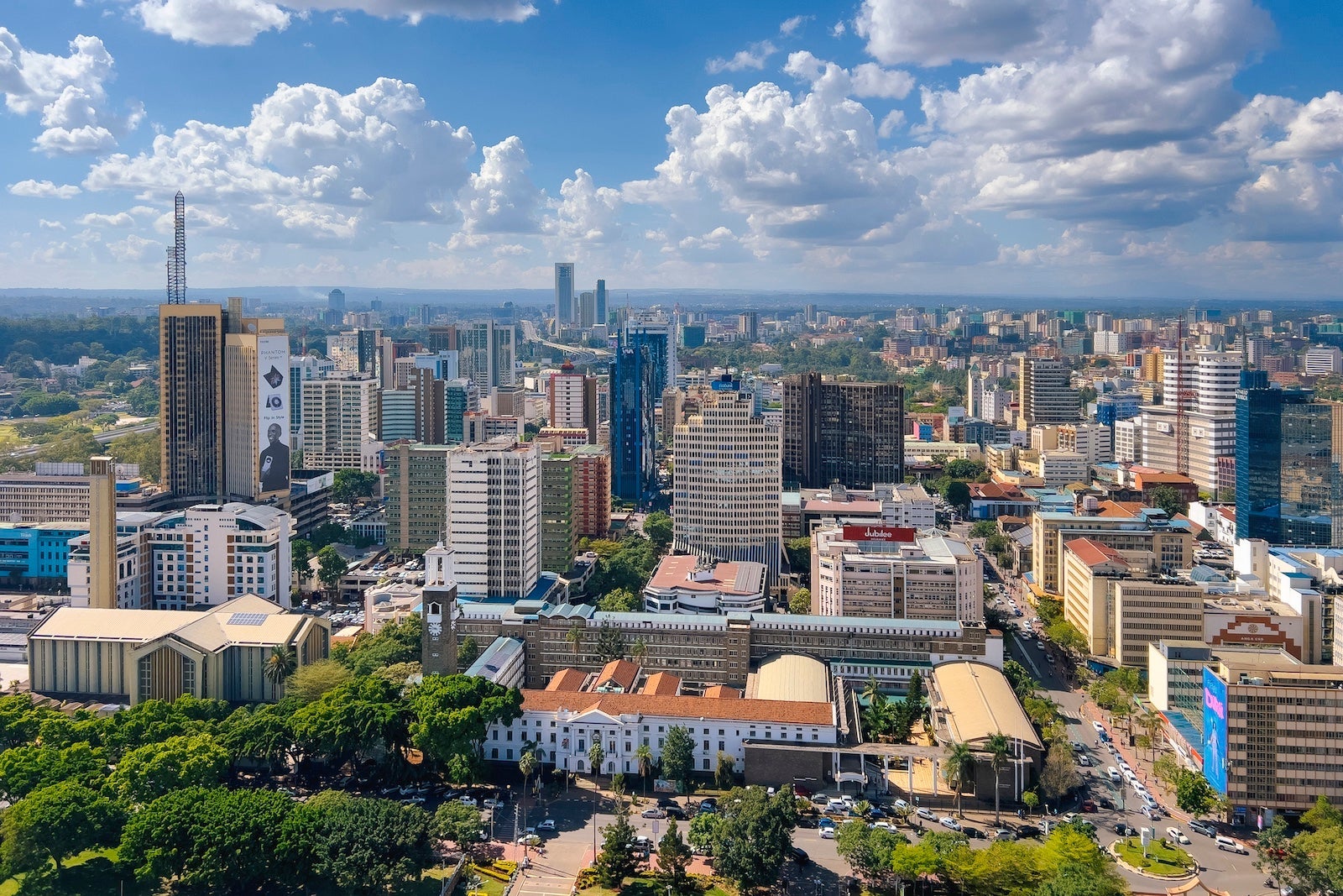 Pemandangan udara pusat kota Nairobi, Kenya