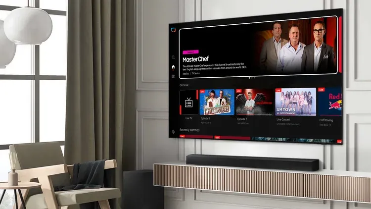 Antarmuka pengguna Samsung TV Plus di Samsung Smart TV
