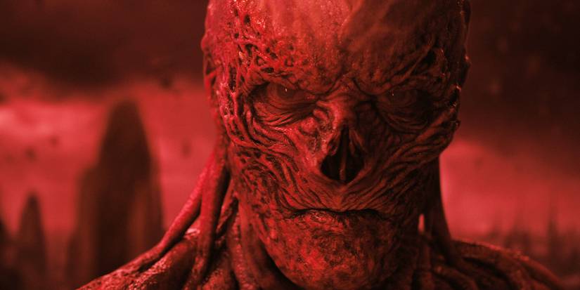 Tampilan dekat Vecna ​​​​yang terbalik di Stranger Things musim 4.
