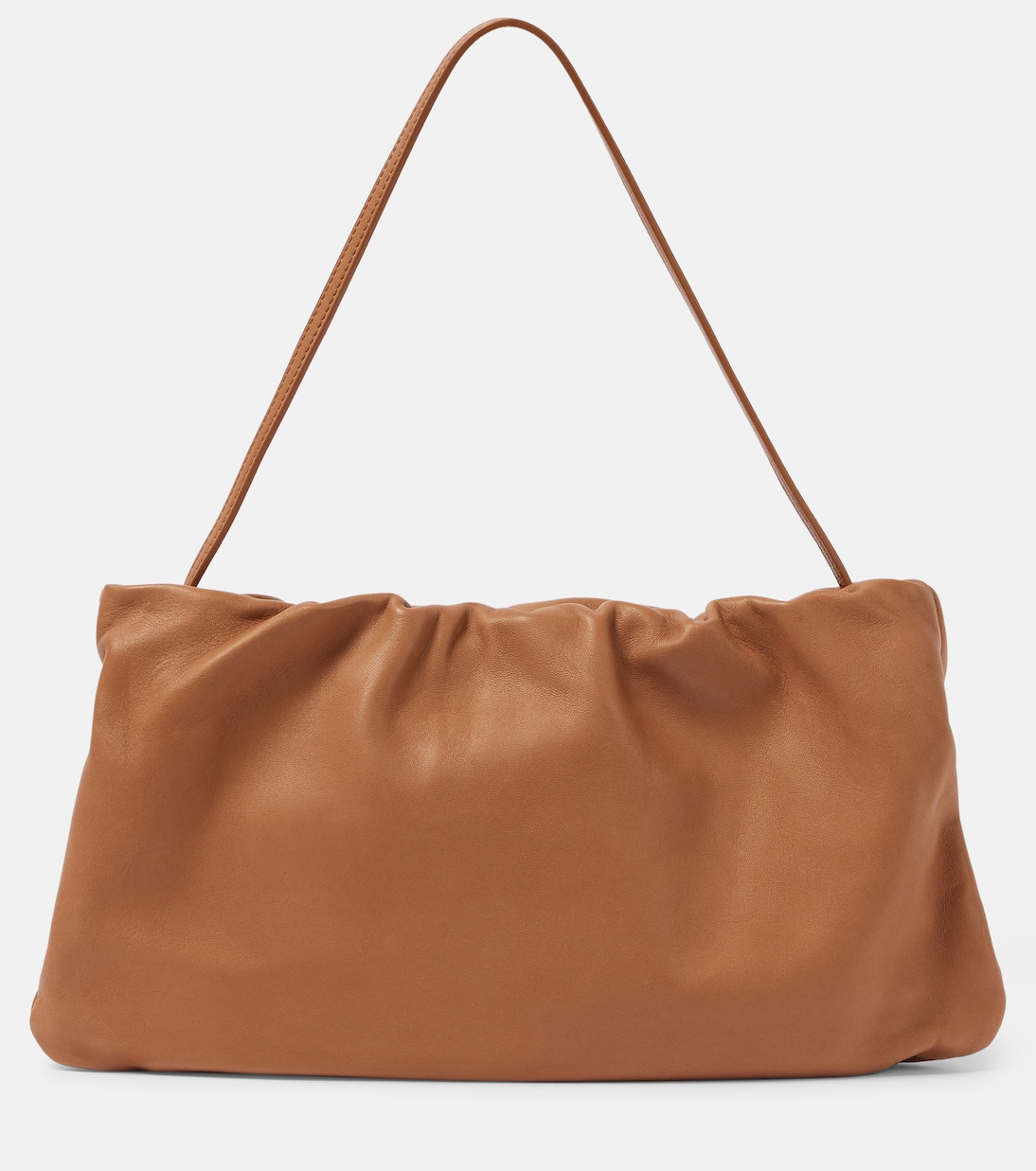 Tas bahu kulit Bourse Xl, coklat - The Row